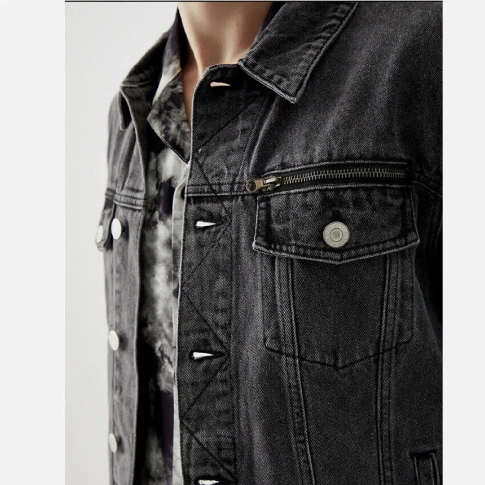 PacSun Men’s Hunter Classic Fit Trucker Jean Jacket Black Wash Denim Size Medium - Picture 2 of 10